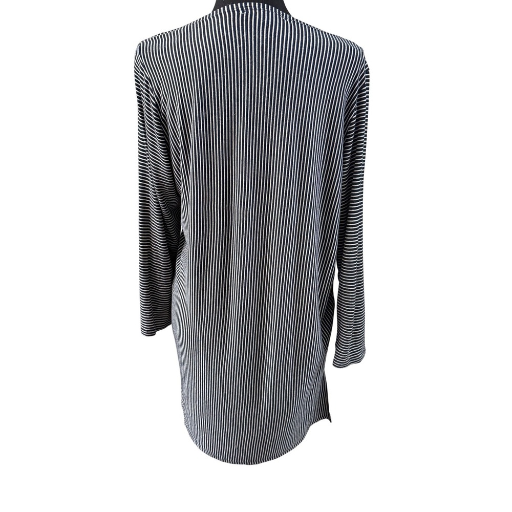 Cyrus Navy White Striped Oversized High Low Tunic Top Mixed Stripe T-Shirt - Picture 2 of 11